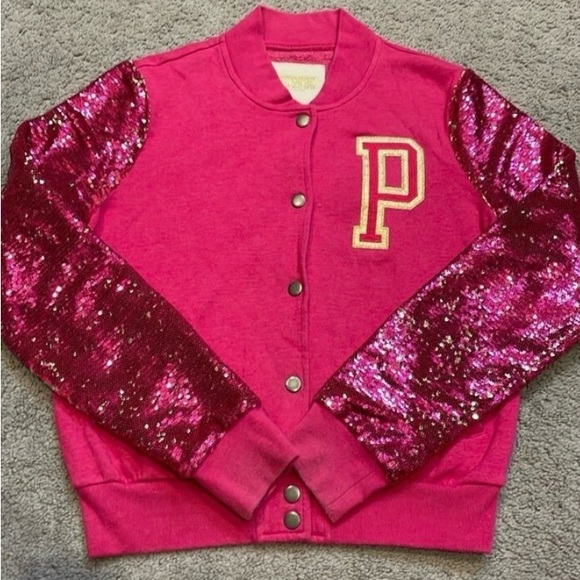 Rare VS PINK Reversible Flip Sequin Bling Jacket - Picture 2 of 7